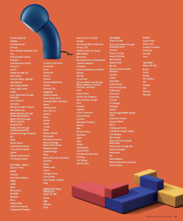 Interior Design, Spring 2026 product highlight list