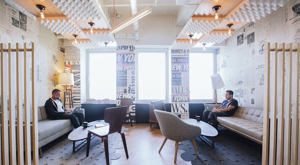 WeWork Fulton Center common work spaces