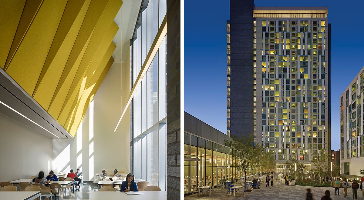 Temple University dining area with yellow wall