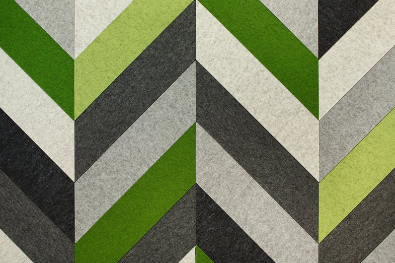 Chevron Block in Greys and Greens